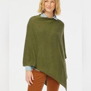 J. Crew cotton-cashmere sweater poncho in Tyrol green